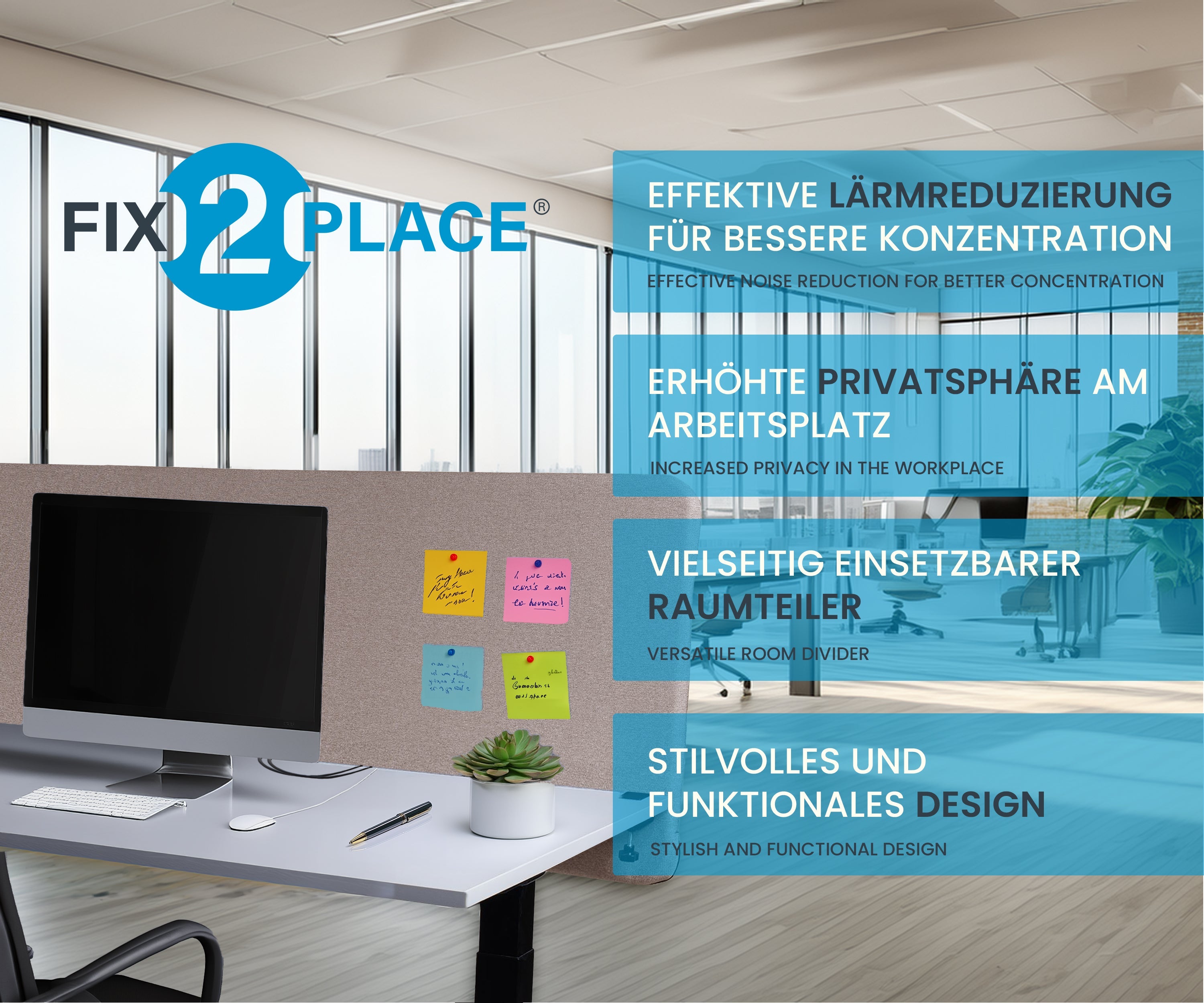 160x65cm Akustik Trennwand Almond Beige, Sichtschutz, Schallschutz und Privatsphäre