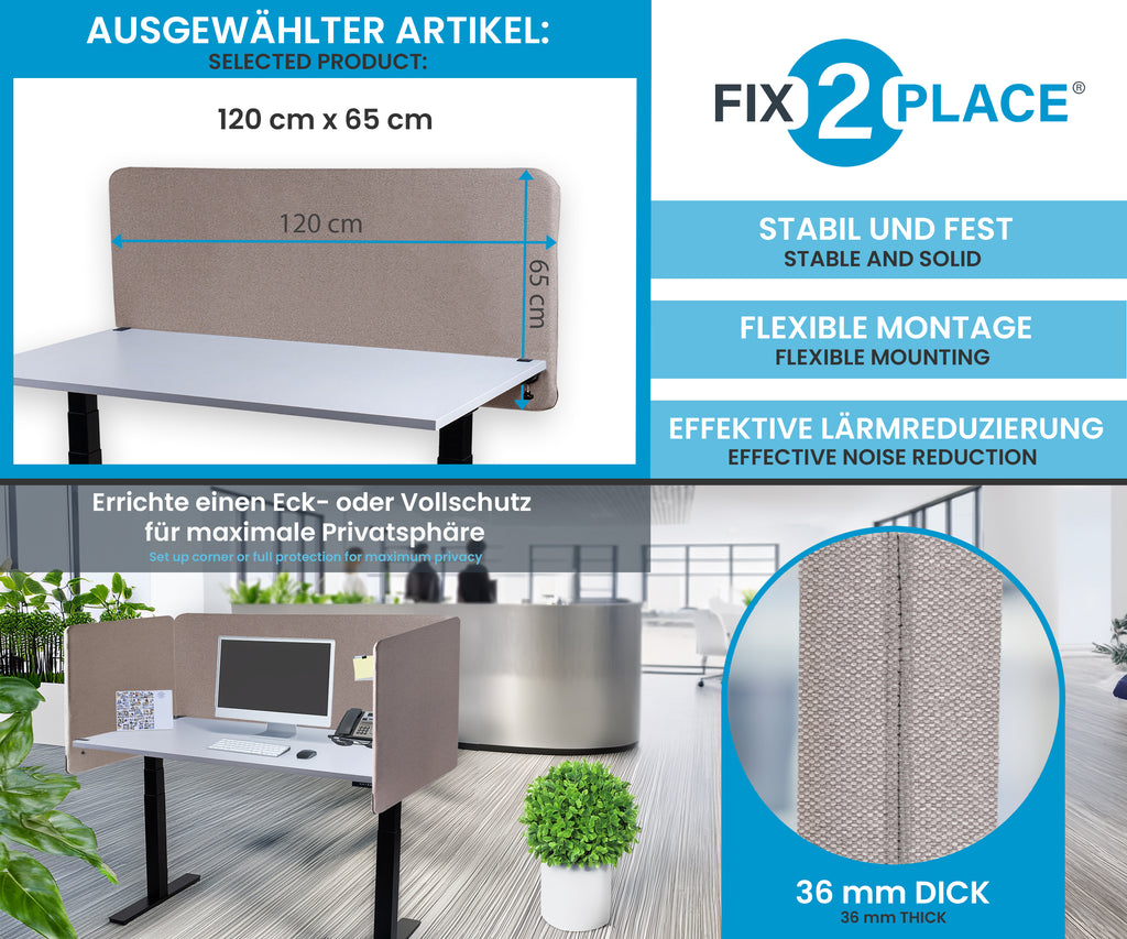 120x65cm Akustik Trennwand Almond Beige, Sichtschutz, Schallschutz und Privatsphäre