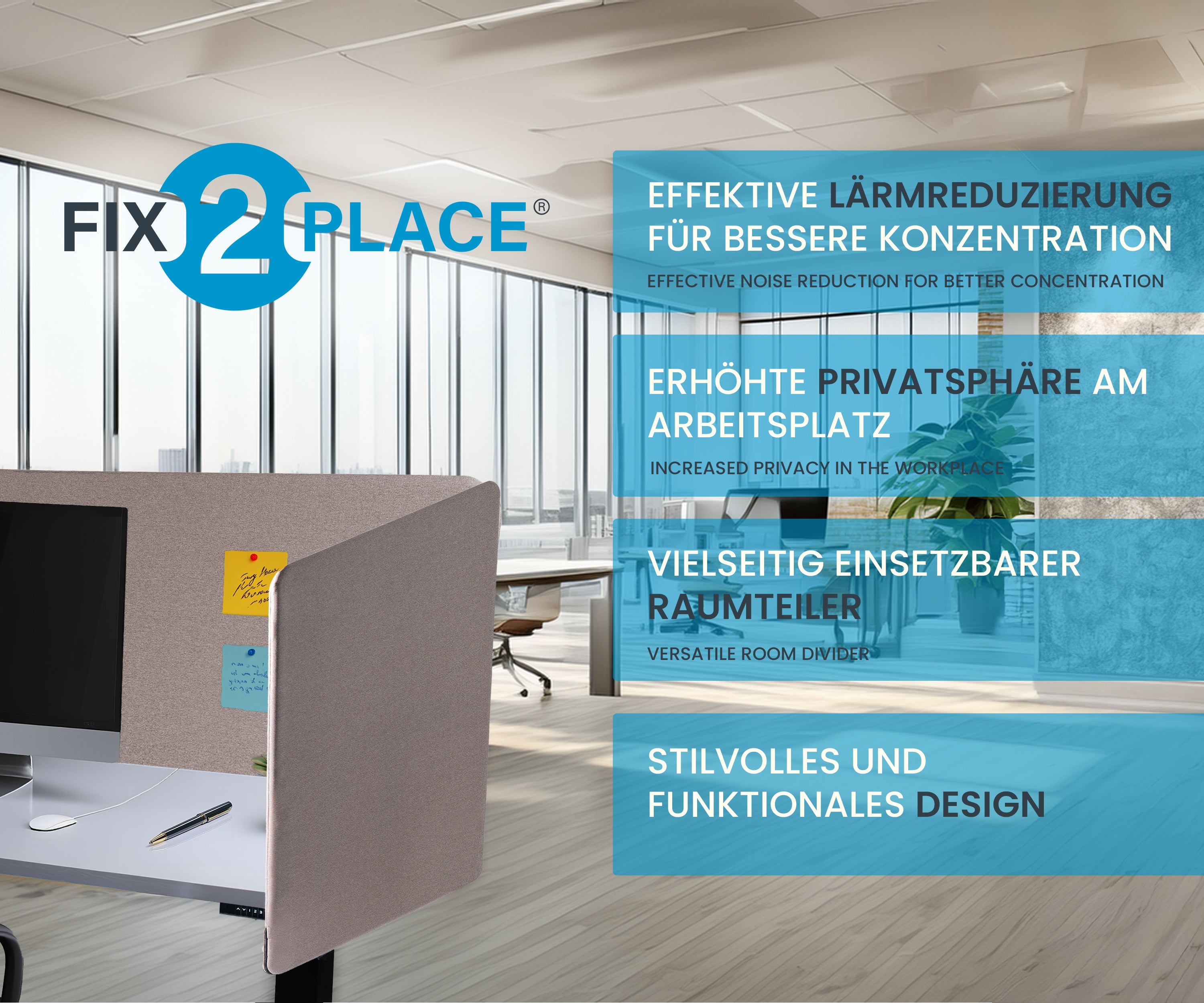 80x65cm Akustik Trennwand Almond Beige, Sichtschutz, Schallschutz und Privatsphäre