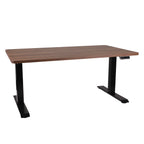 120x80 cm Höhenverstellbarer Schreibtisch mit 25mm einteiliger Tischplatte Saleve Walnut, elektrisch, Schwarzes Gestell-Brötter.de