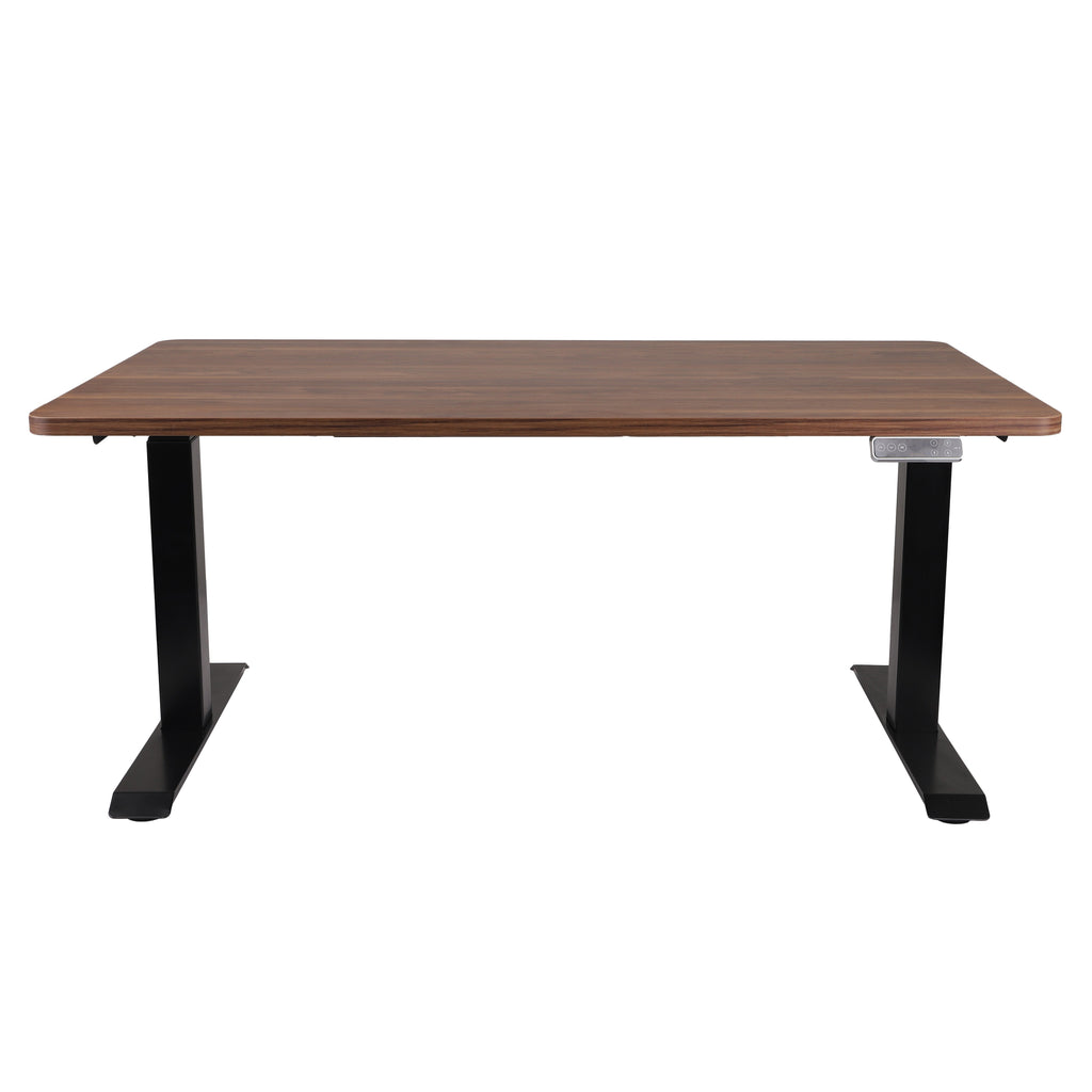120x80 cm Höhenverstellbarer Schreibtisch mit 25mm einteiliger Tischplatte Saleve Walnut, elektrisch, Schwarzes Gestell-Brötter.de