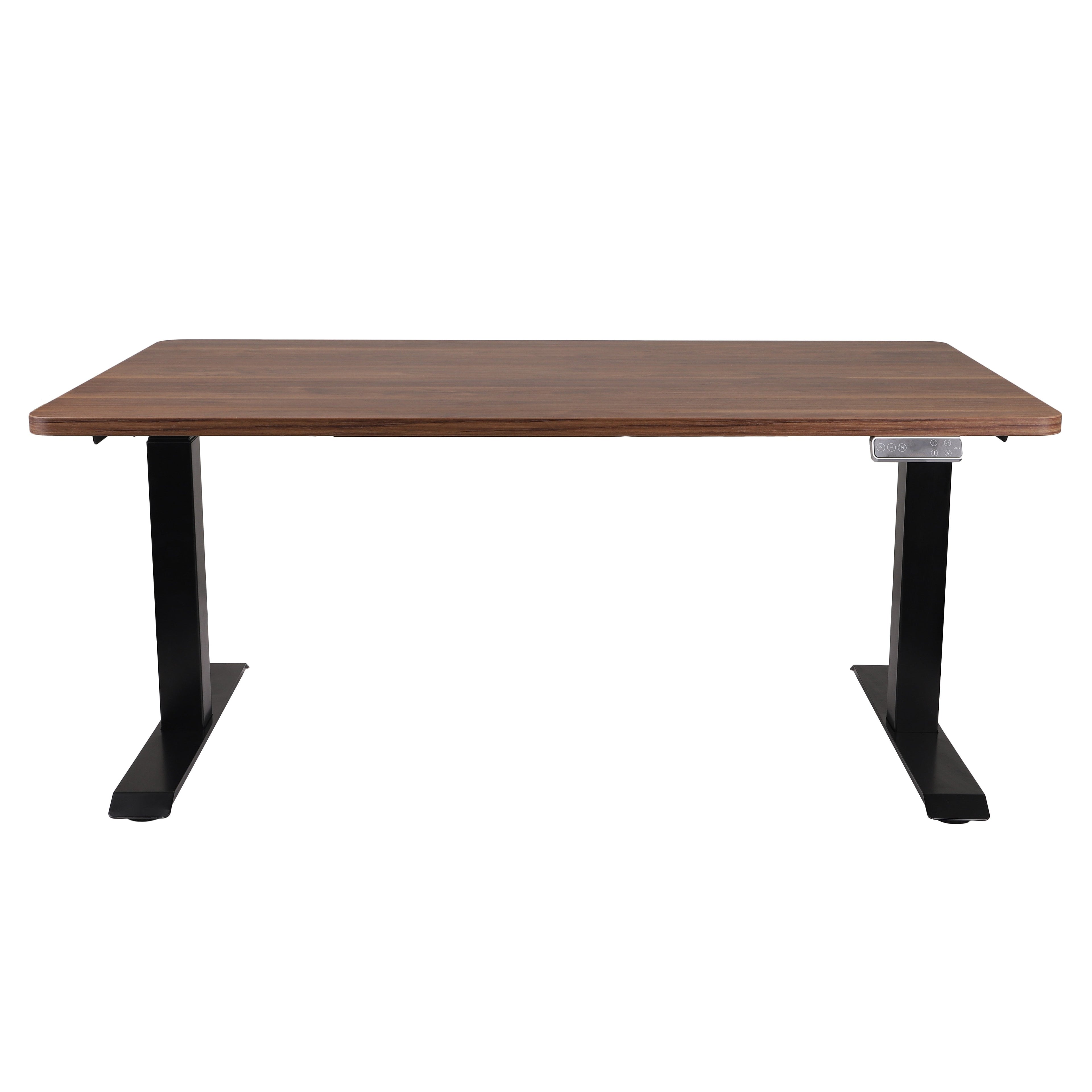 120x80 cm Höhenverstellbarer Schreibtisch mit 25mm einteiliger Tischplatte Saleve Walnut, elektrisch, Schwarzes Gestell-Brötter.de
