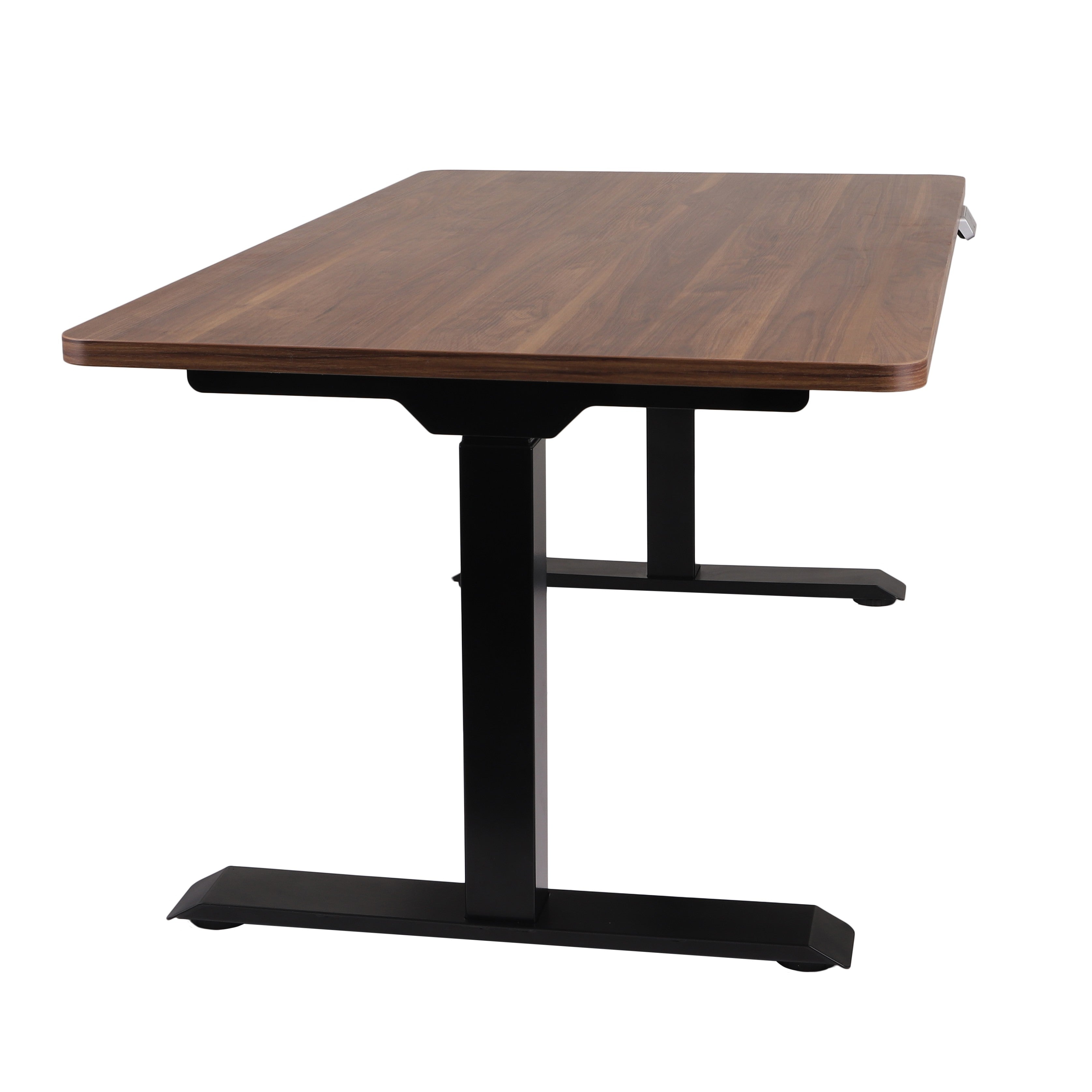 140x80 cm Höhenverstellbarer Schreibtisch mit 25mm einteiliger Tischplatte Saleve Walnut, elektrisch, Schwarzes Gestell-Brötter.de