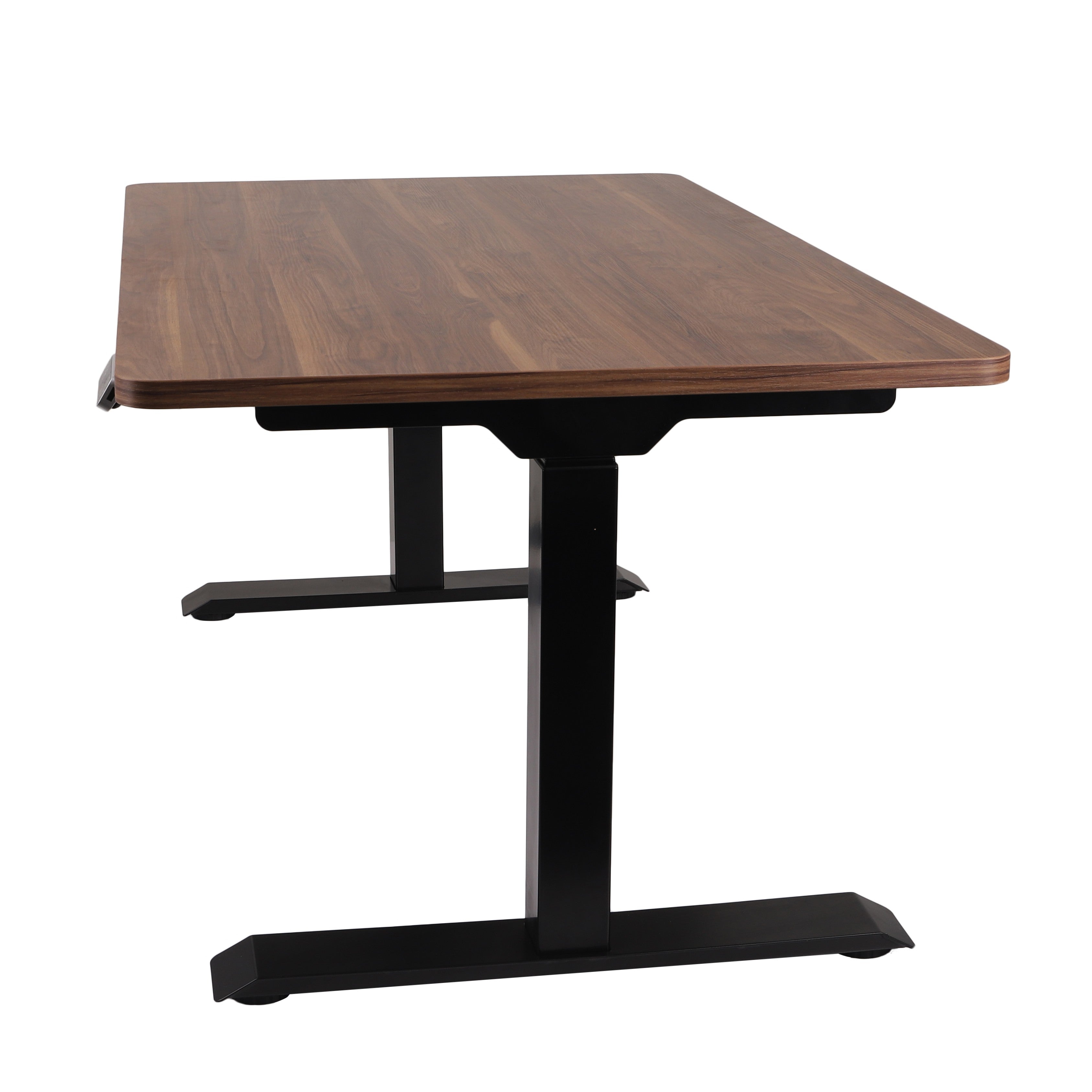 140x80 cm Höhenverstellbarer Schreibtisch mit 25mm einteiliger Tischplatte Saleve Walnut, elektrisch, Schwarzes Gestell-Brötter.de