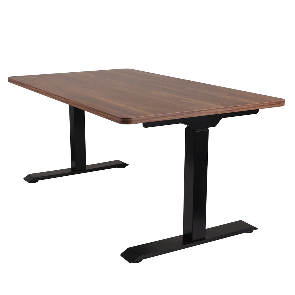 160x80 cm Höhenverstellbarer Schreibtisch mit 25mm einteiliger Tischplatte Saleve Walnut, elektrisch, Schwarzes Gestell-Brötter.de