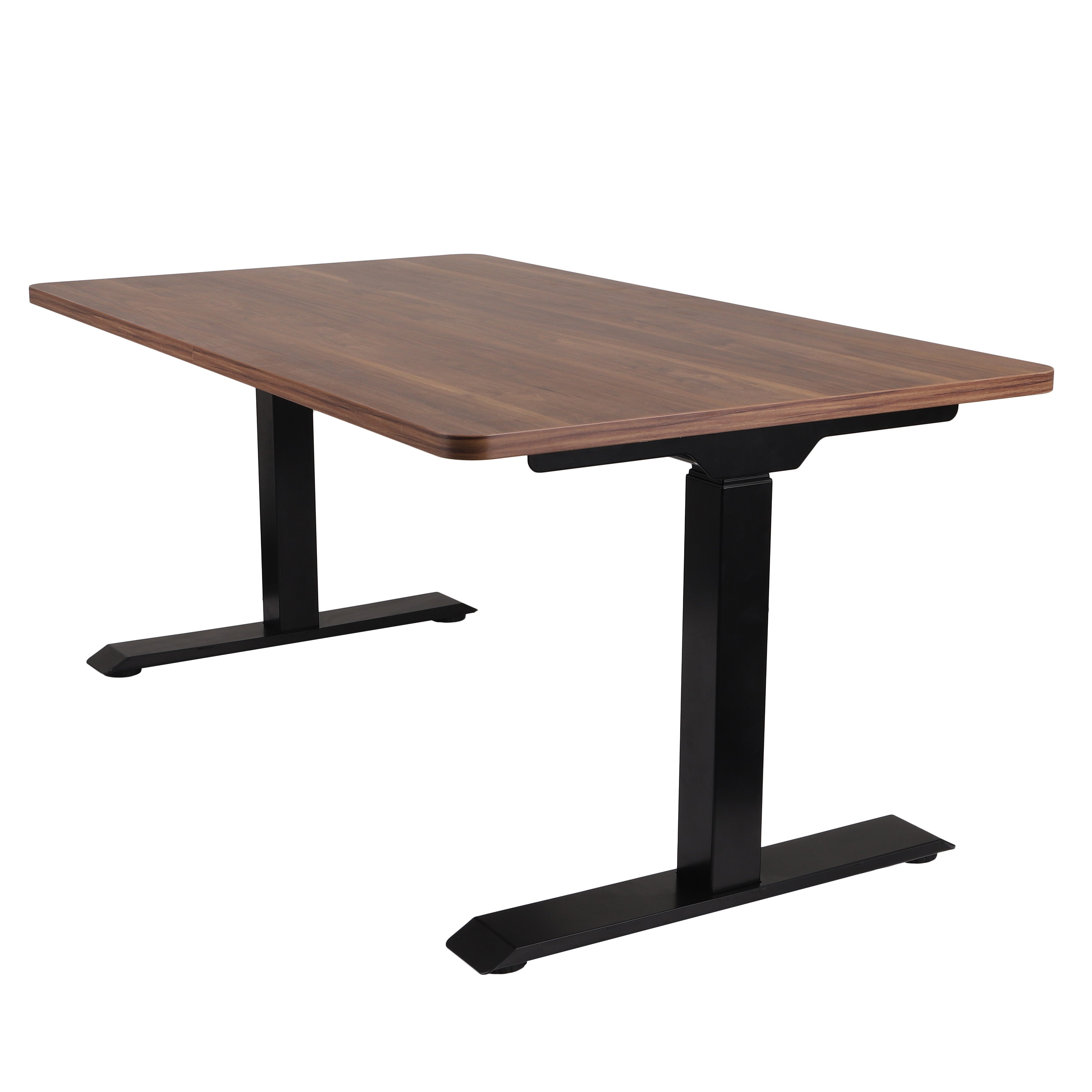 160x80 cm Höhenverstellbarer Schreibtisch mit 25mm einteiliger Tischplatte Saleve Walnut, elektrisch, Schwarzes Gestell-Brötter.de