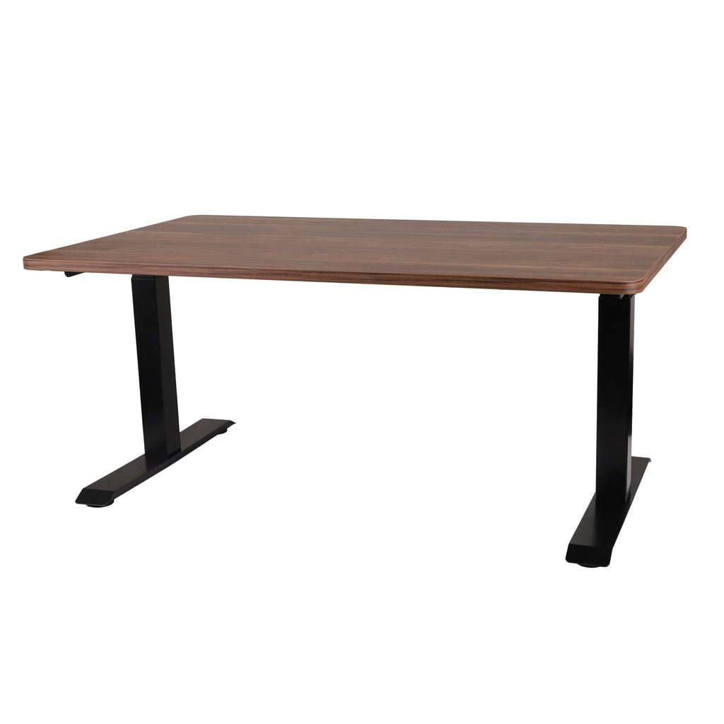 140x80 cm Höhenverstellbarer Schreibtisch mit 25mm einteiliger Tischplatte Saleve Walnut, elektrisch, Schwarzes Gestell-Brötter.de