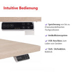 120x80 cm Höhenverstellbarer Schreibtisch mit 25mm einteiliger Tischplatte Toffee, elektrisch, Weißes Gestell-Brötter.de