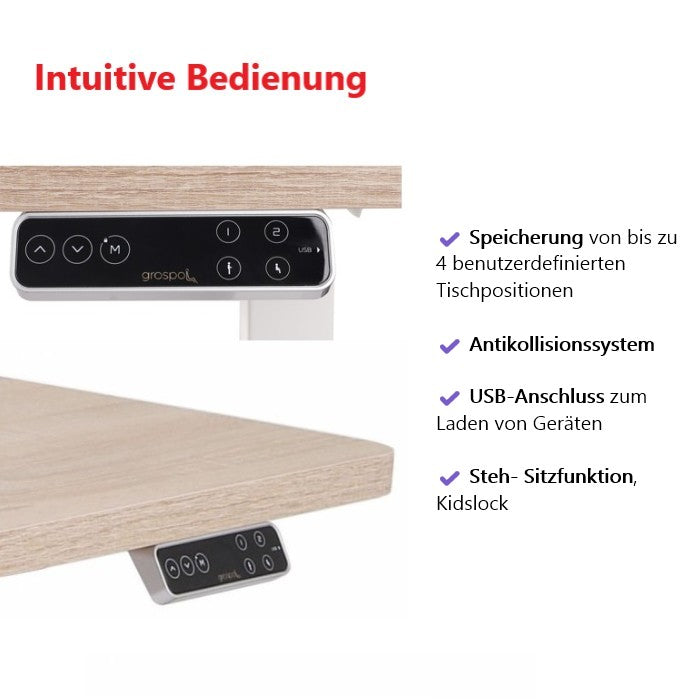 160x80 cm Höhenverstellbarer Schreibtisch mit 25mm einteiliger Tischplatte Saleve Walnut, elektrisch, Schwarzes Gestell-Brötter.de