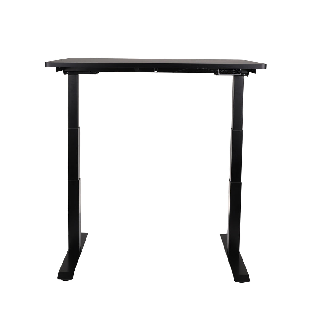 160x80 cm Höhenverstellbarer Schreibtisch mit 25mm einteiliger Tischplatte Black, elektrisch, Schwarzes Gestell-Brötter.de