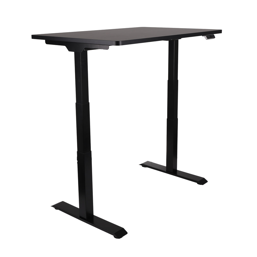 140x80 cm Höhenverstellbarer Schreibtisch mit 25mm einteiliger Tischplatte Black, elektrisch, Schwarzes Gestell-Brötter.de