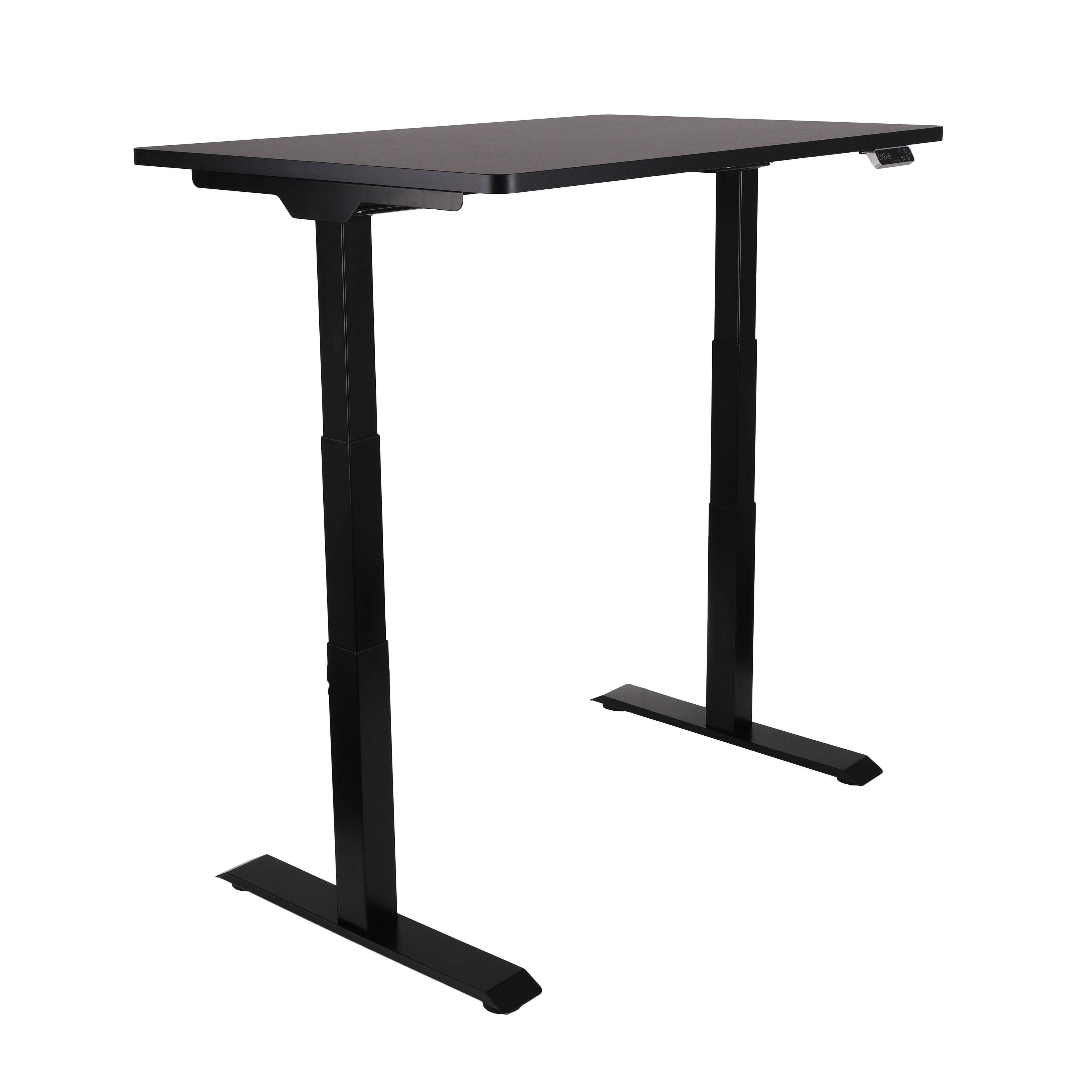 140x80 cm Höhenverstellbarer Schreibtisch mit 25mm einteiliger Tischplatte Black, elektrisch, Schwarzes Gestell-Brötter.de