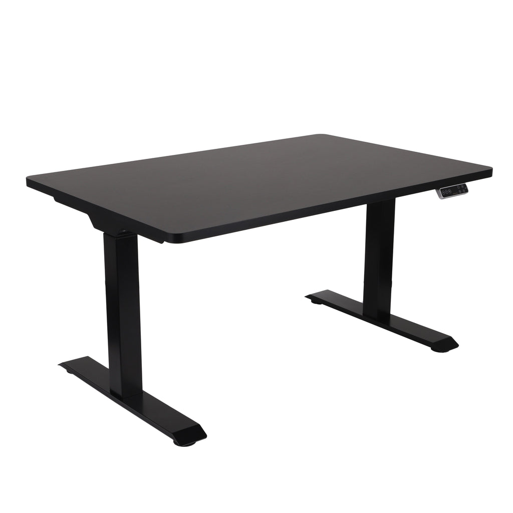 120x80 cm Höhenverstellbarer Schreibtisch mit 25mm einteiliger Tischplatte Black, elektrisch, Schwarzes Gestell-Brötter.de