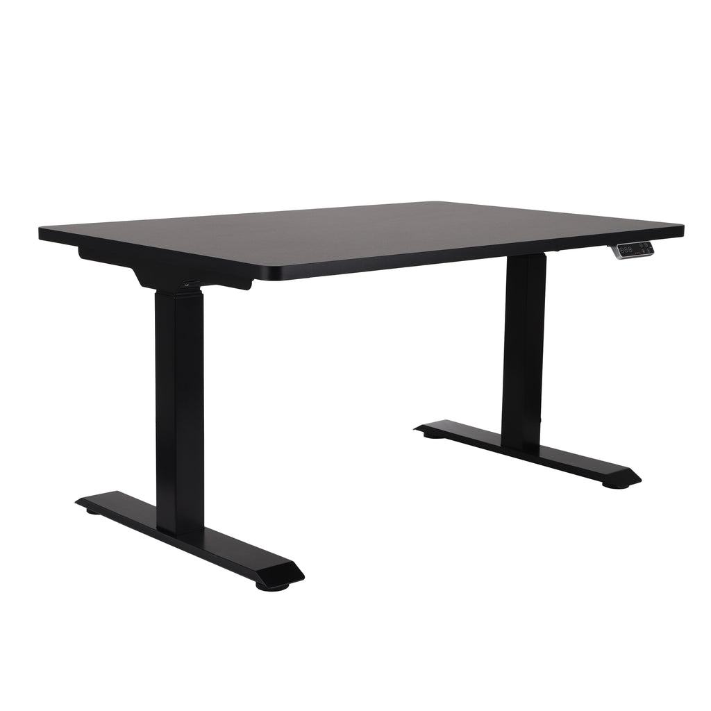 120x80 cm Höhenverstellbarer Schreibtisch mit 25mm einteiliger Tischplatte Black, elektrisch, Schwarzes Gestell-Brötter.de