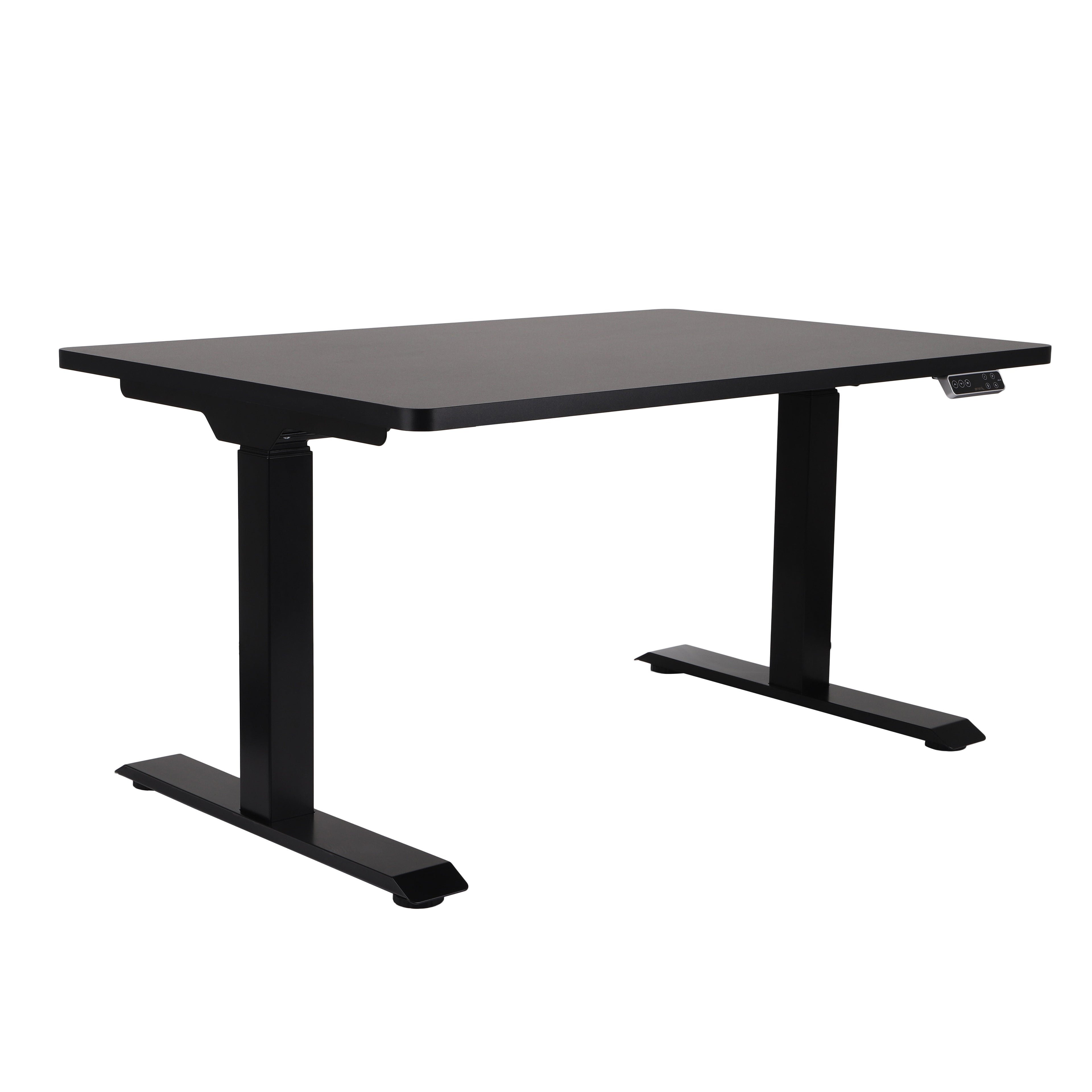 120x80 cm Höhenverstellbarer Schreibtisch mit 25mm einteiliger Tischplatte Black, elektrisch, Schwarzes Gestell-Brötter.de