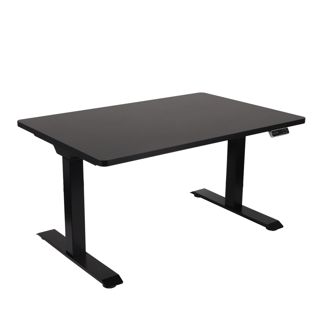 140x80 cm Höhenverstellbarer Schreibtisch mit 25mm einteiliger Tischplatte Black, elektrisch, Schwarzes Gestell-Brötter.de