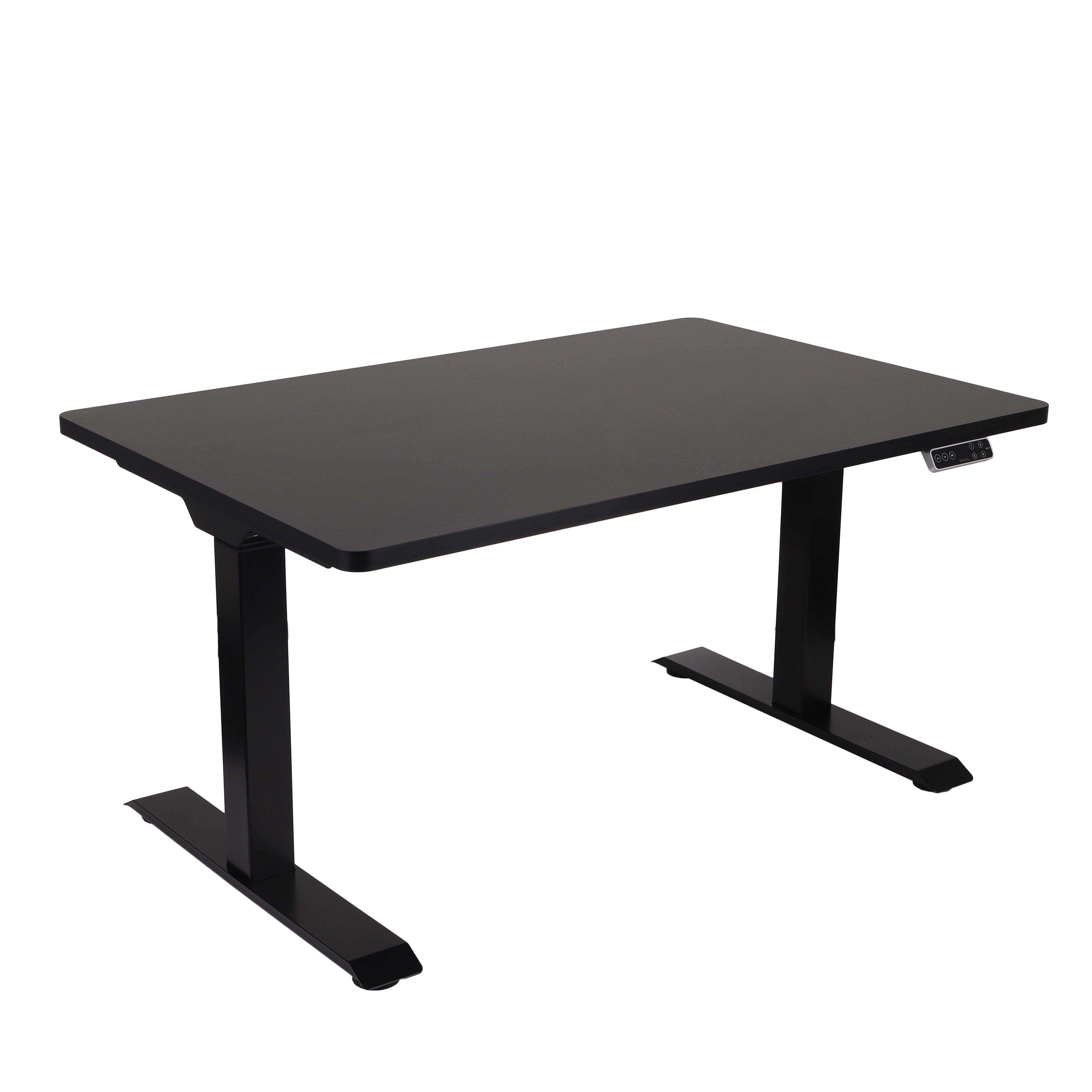 140x80 cm Höhenverstellbarer Schreibtisch mit 25mm einteiliger Tischplatte Black, elektrisch, Schwarzes Gestell-Brötter.de