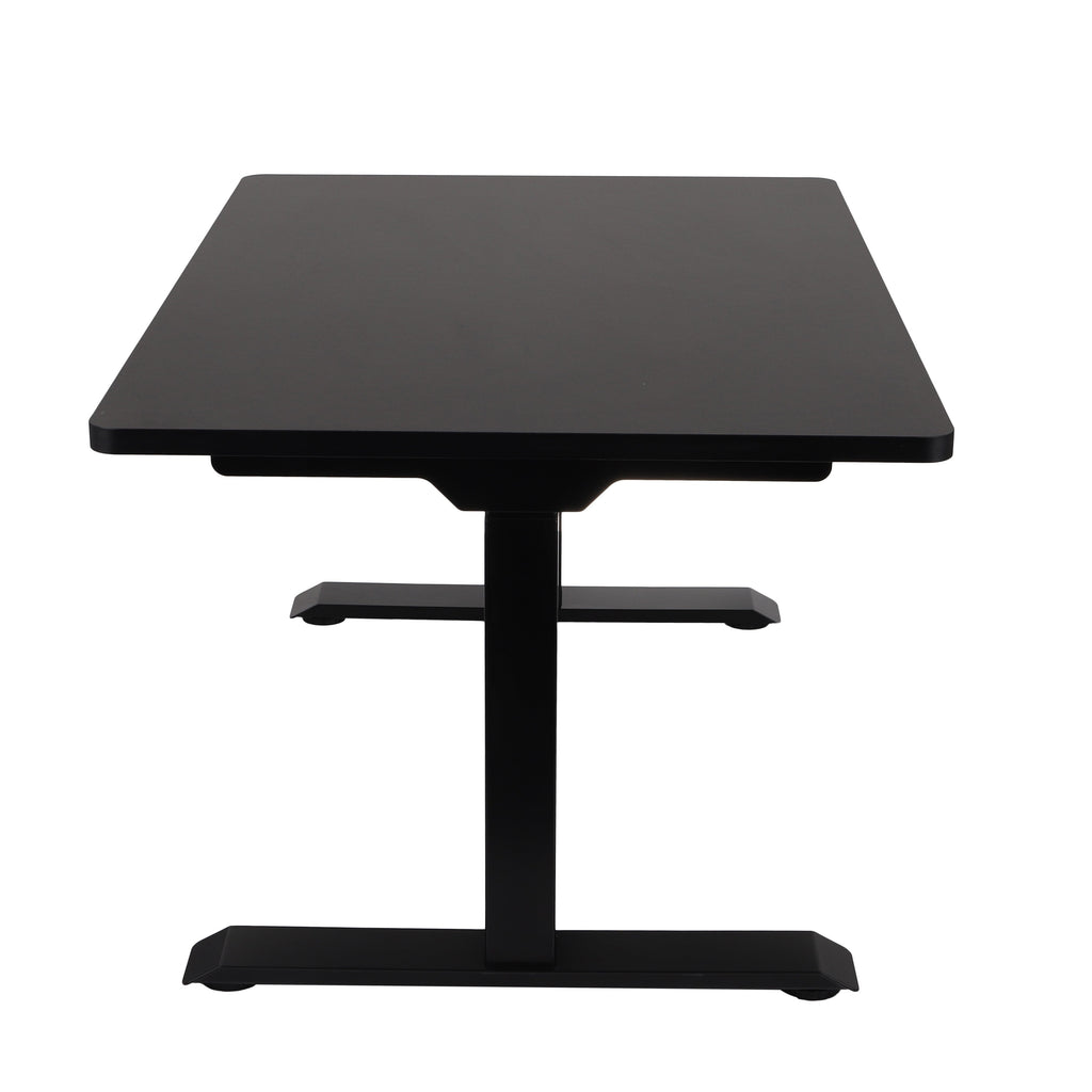 140x80 cm Höhenverstellbarer Schreibtisch mit 25mm einteiliger Tischplatte Black, elektrisch, Schwarzes Gestell-Brötter.de
