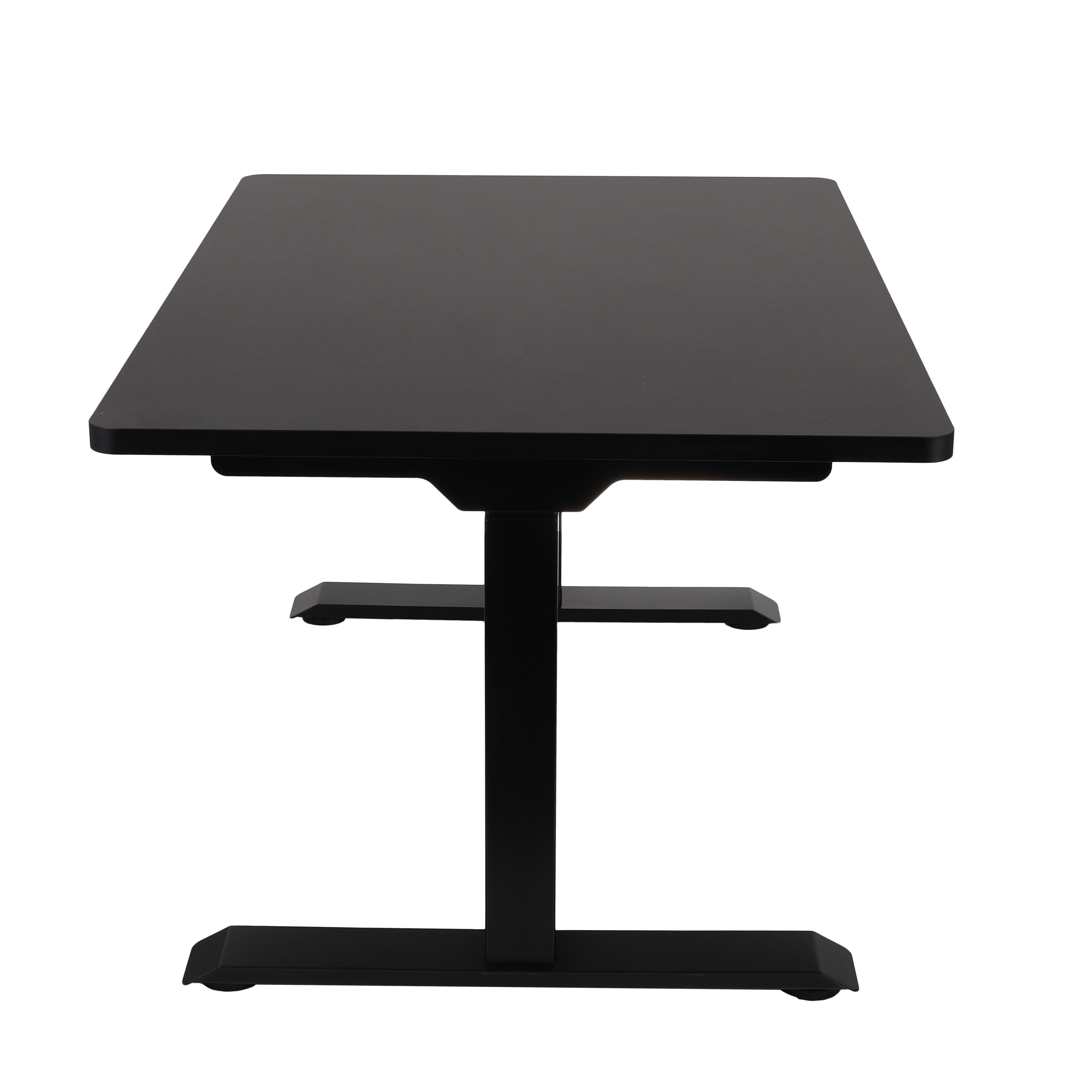 160x80 cm Höhenverstellbarer Schreibtisch mit 25mm einteiliger Tischplatte Black, elektrisch, Schwarzes Gestell-Brötter.de
