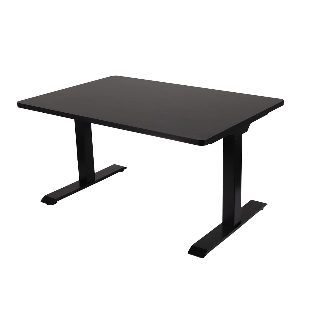 120x80 cm Höhenverstellbarer Schreibtisch mit 25mm einteiliger Tischplatte Black, elektrisch, Schwarzes Gestell-Brötter.de