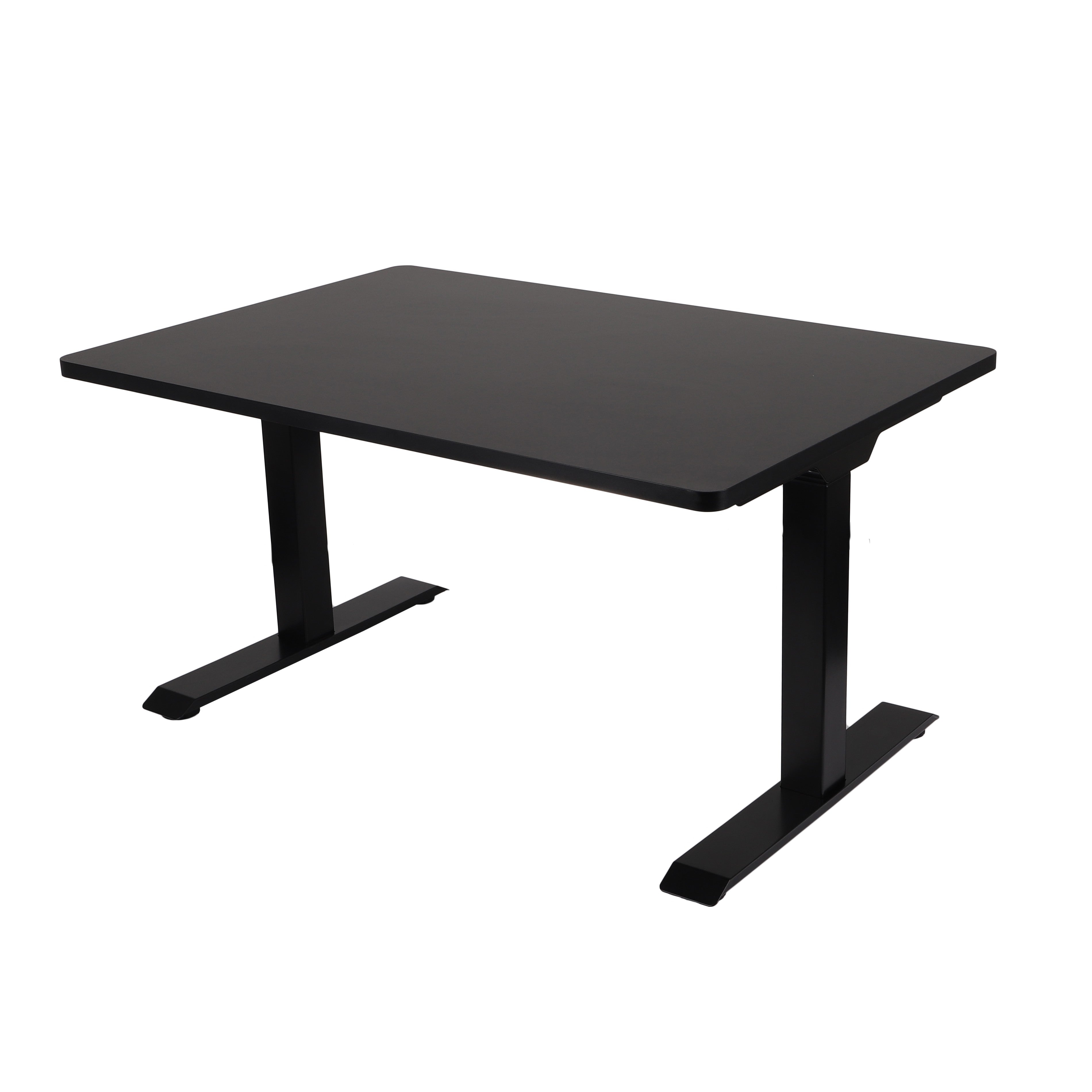 120x80 cm Höhenverstellbarer Schreibtisch mit 25mm einteiliger Tischplatte Black, elektrisch, Schwarzes Gestell-Brötter.de
