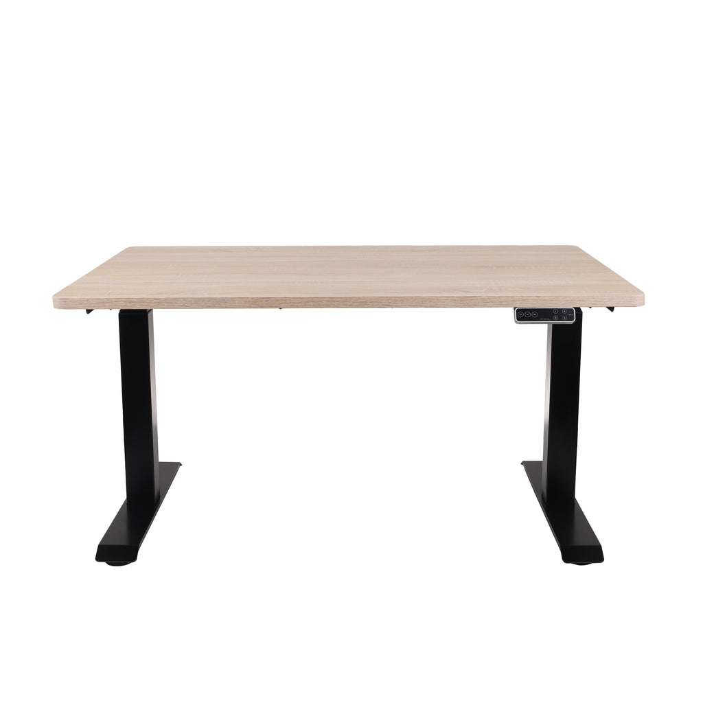 160x80 cm Höhenverstellbarer Schreibtisch ALTO 101 mit 25mm einteiliger Tischplatte, elektrisch, Schwarzes Gestell