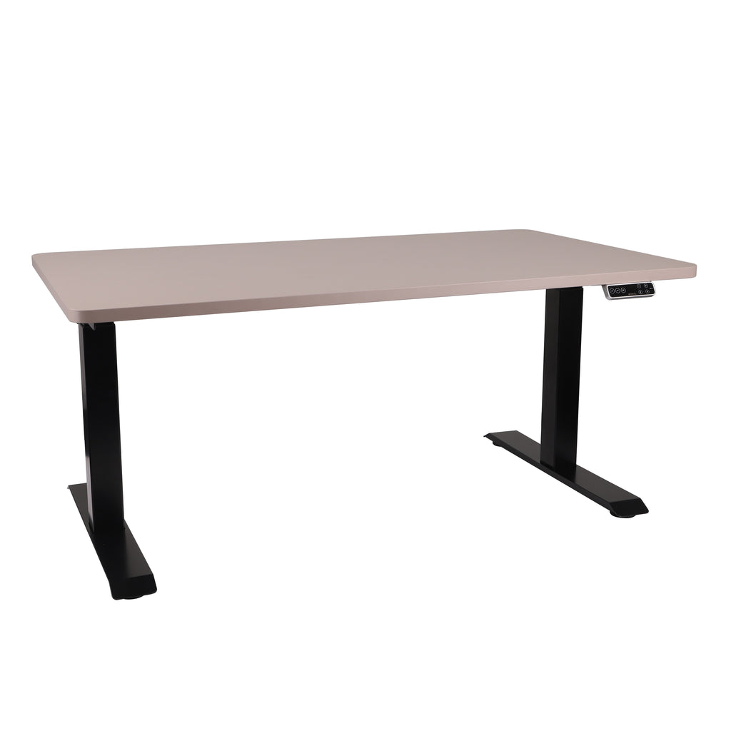 160x80 cm Höhenverstellbarer Schreibtisch mit 25mm einteiliger Tischplatte Toffee, elektrisch, Schwarzes Gestell-Brötter.de