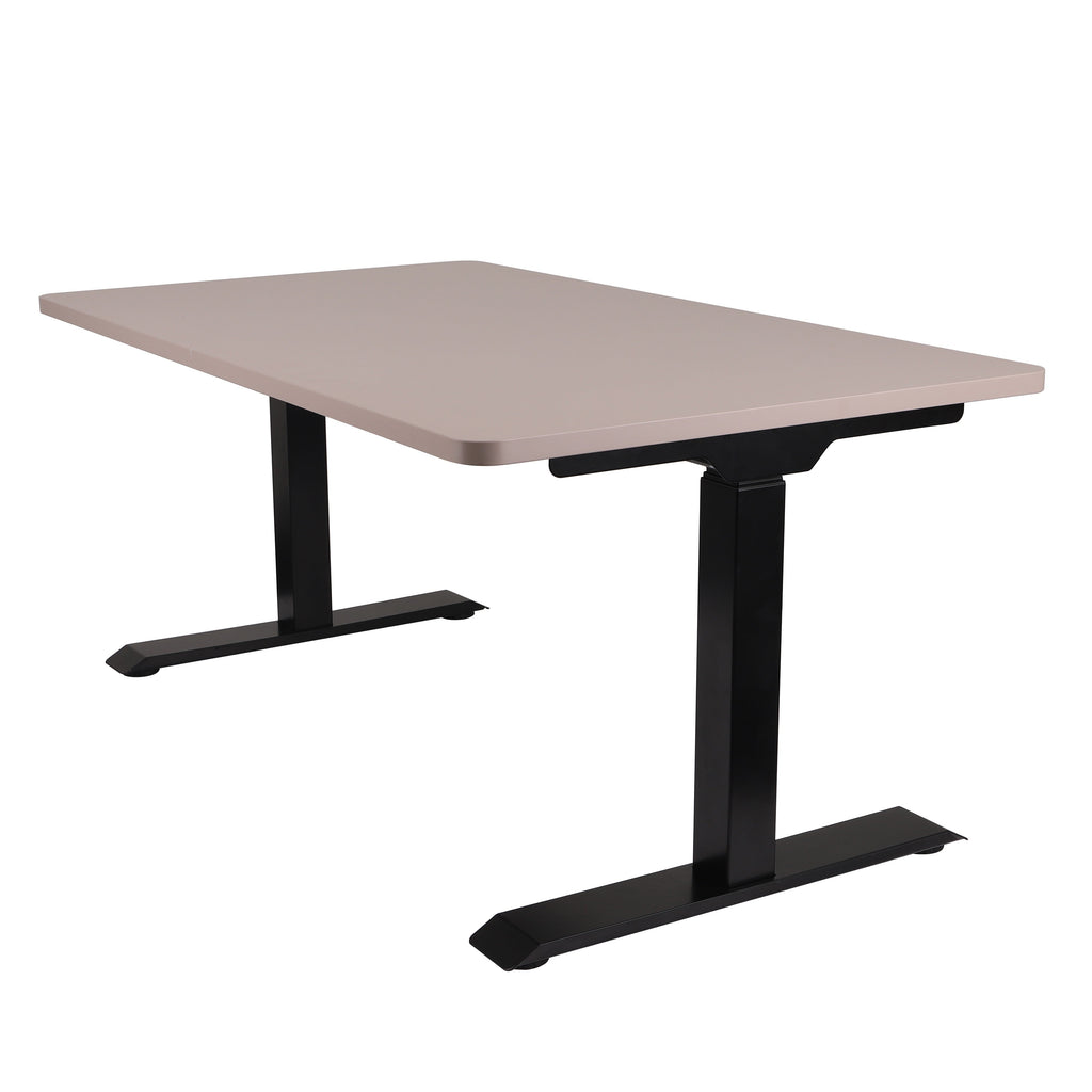 120x80 cm Höhenverstellbarer Schreibtisch mit 25mm einteiliger Tischplatte Toffee, elektrisch, Schwarzes Gestell-Brötter.de