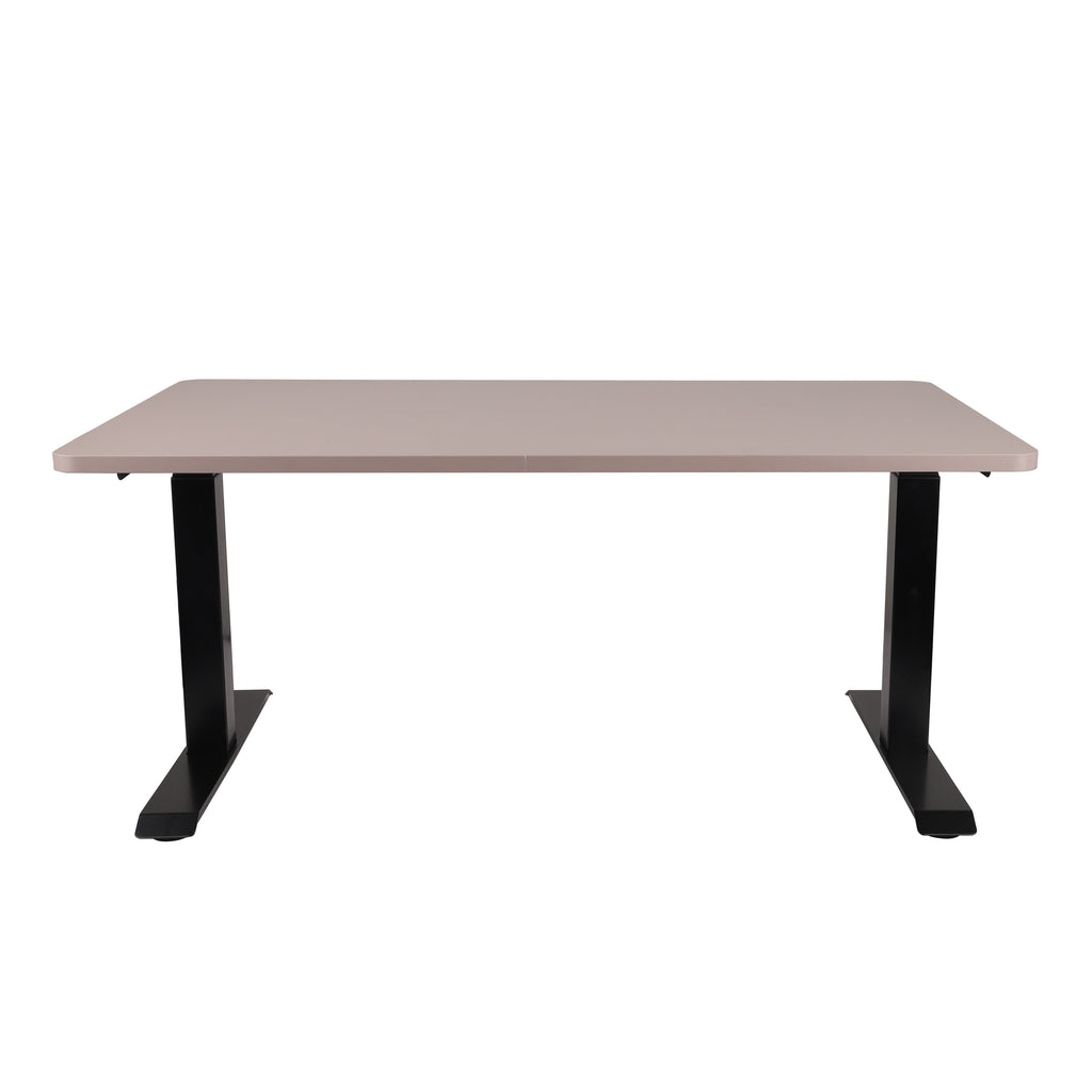 140x80 cm Höhenverstellbarer Schreibtisch mit 25mm einteiliger Tischplatte Toffee, elektrisch, Schwarzes Gestell-Brötter.de