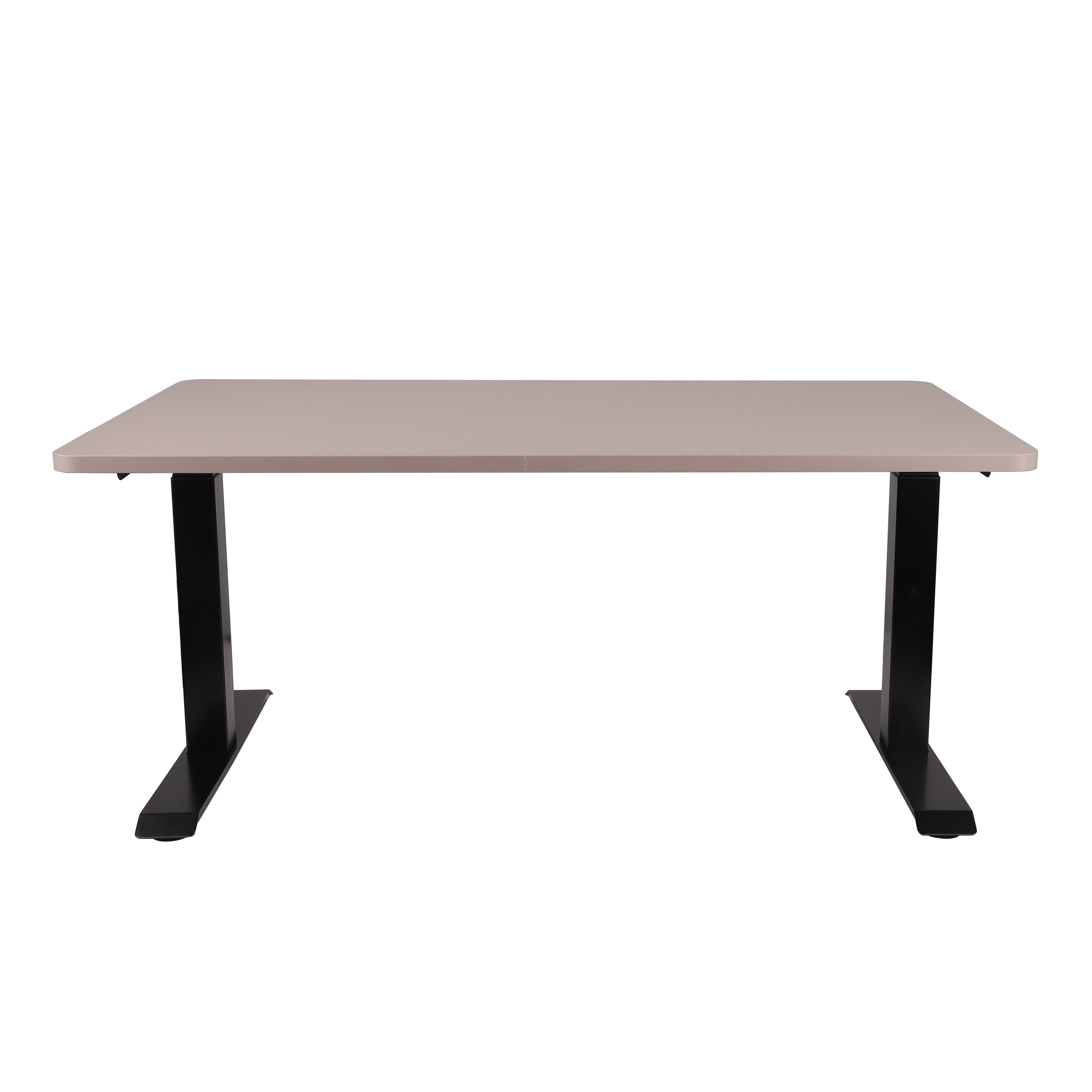 160x80 cm Höhenverstellbarer Schreibtisch mit 25mm einteiliger Tischplatte Toffee, elektrisch, Schwarzes Gestell-Brötter.de
