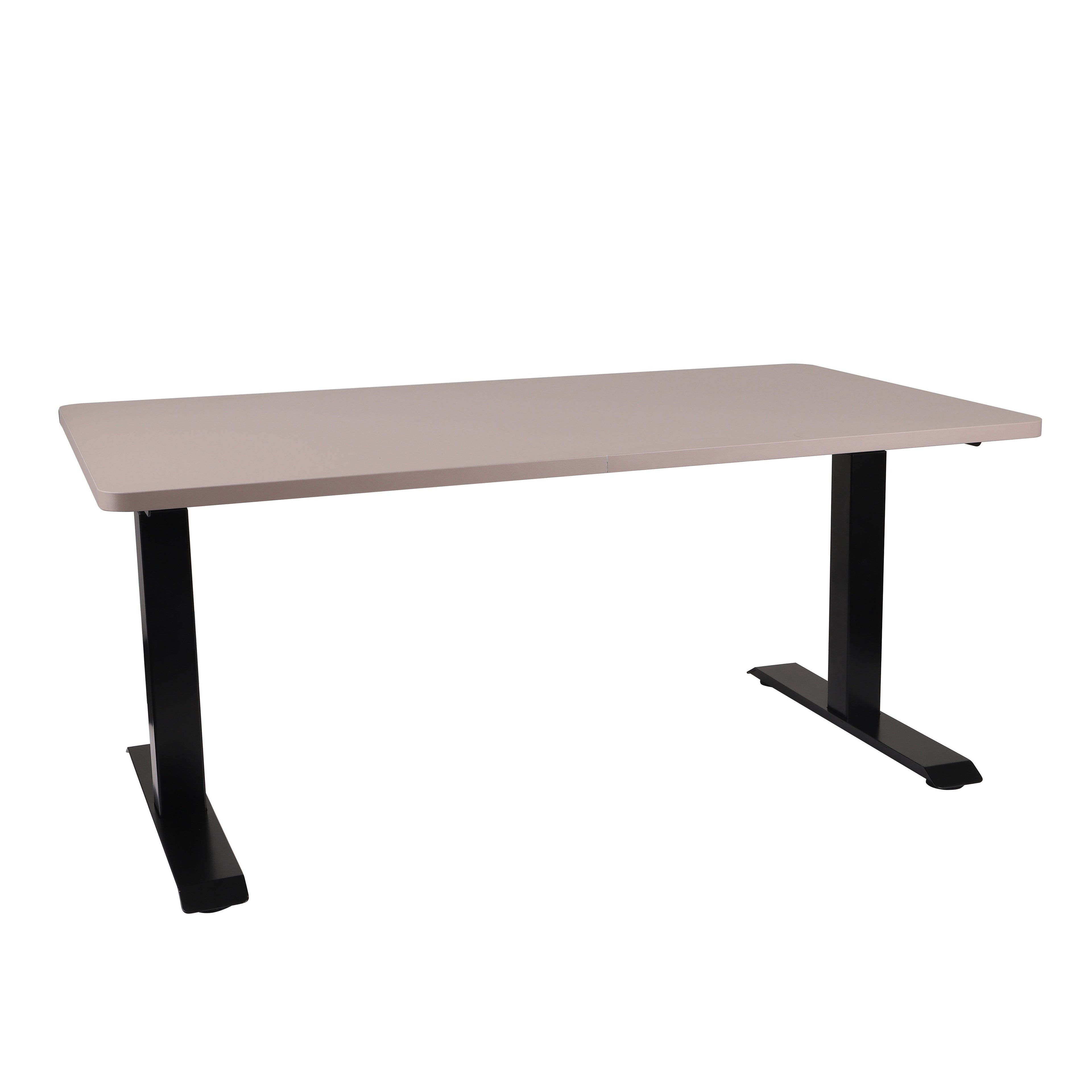 140x80 cm Höhenverstellbarer Schreibtisch mit 25mm einteiliger Tischplatte Toffee, elektrisch, Schwarzes Gestell-Brötter.de