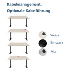 160x80 cm Höhenverstellbarer Schreibtisch mit 25mm einteiliger Tischplatte Saleve Walnut, elektrisch, Weißes Gestell