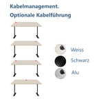 140x80 cm Höhenverstellbarer Schreibtisch mit 25mm einteiliger Tischplatte Black, elektrisch, Schwarzes Gestell-Brötter.de