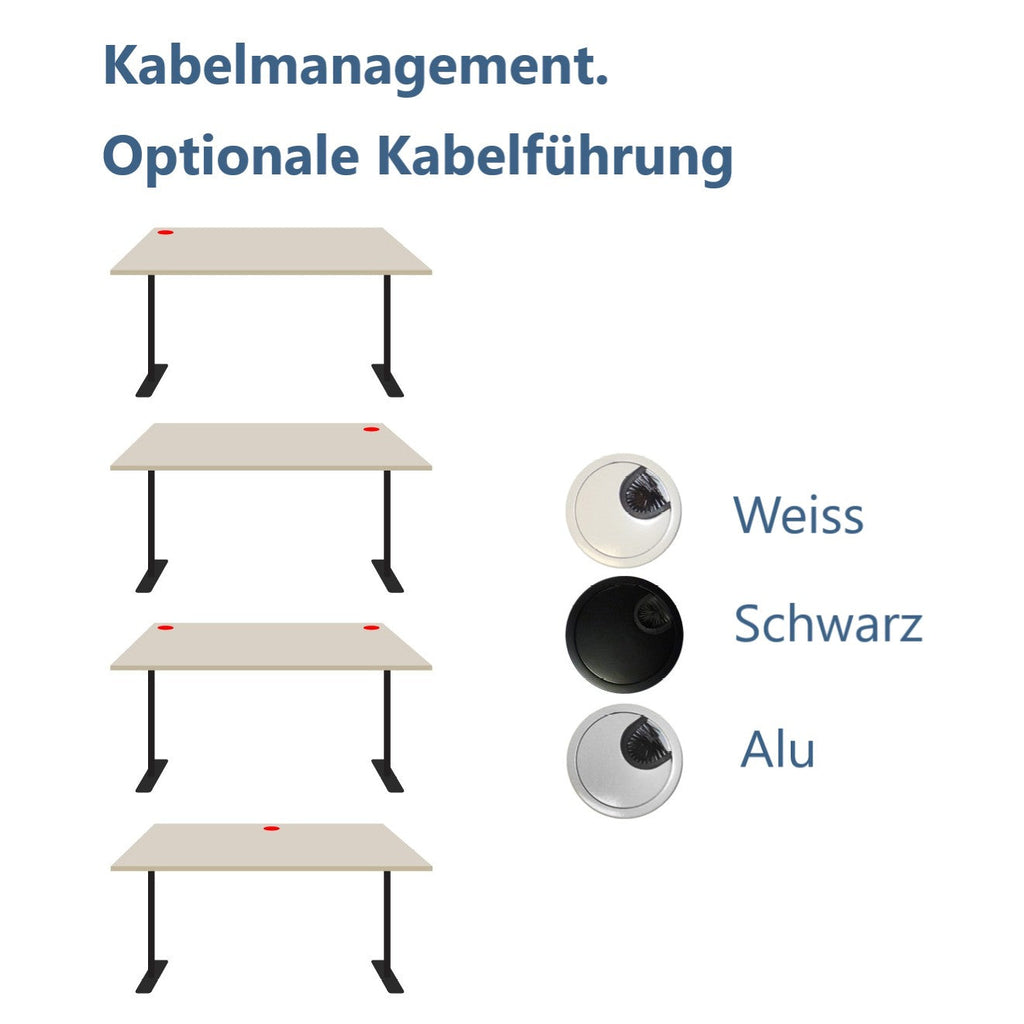 140x80 cm Höhenverstellbarer Schreibtisch mit 25mm einteiliger Tischplatte Saleve Walnut, elektrisch, Schwarzes Gestell-Brötter.de