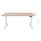 160x80 cm Höhenverstellbarer Schreibtisch mit 25mm einteiliger Tischplatte Saleve Walnut, elektrisch, Weißes Gestell