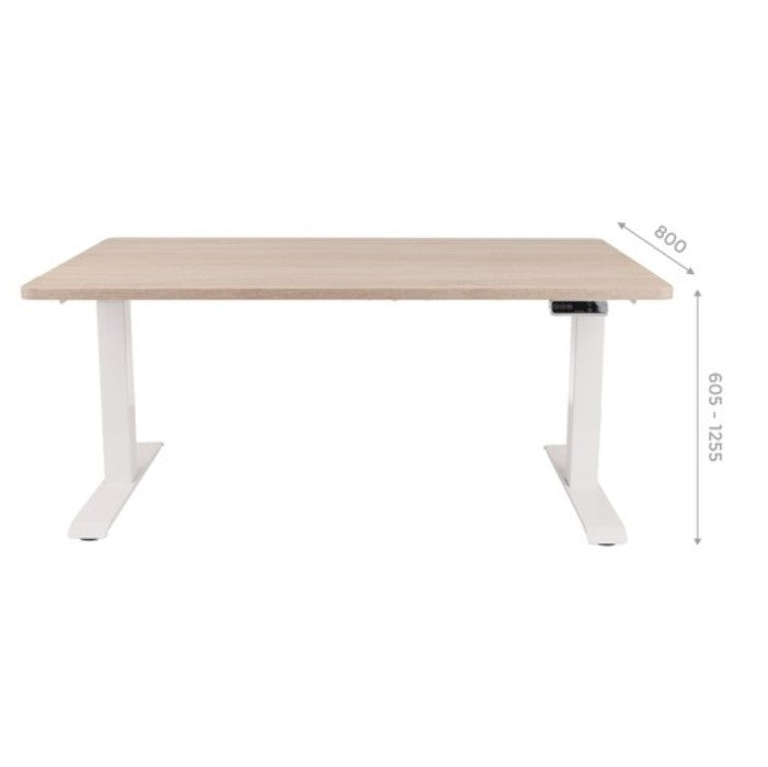 120x80 cm Höhenverstellbarer Schreibtisch mit 25mm einteiliger Tischplatte Platinum White, elektrisch, Schwarzes Gestell-Brötter.de