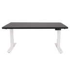 160x80 cm Höhenverstellbarer Schreibtisch mit 25mm einteiliger Tischplatte Black, elektrisch, Weißes Gestell