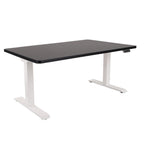 160x80 cm Höhenverstellbarer Schreibtisch mit 25mm einteiliger Tischplatte Black, elektrisch, Weißes Gestell
