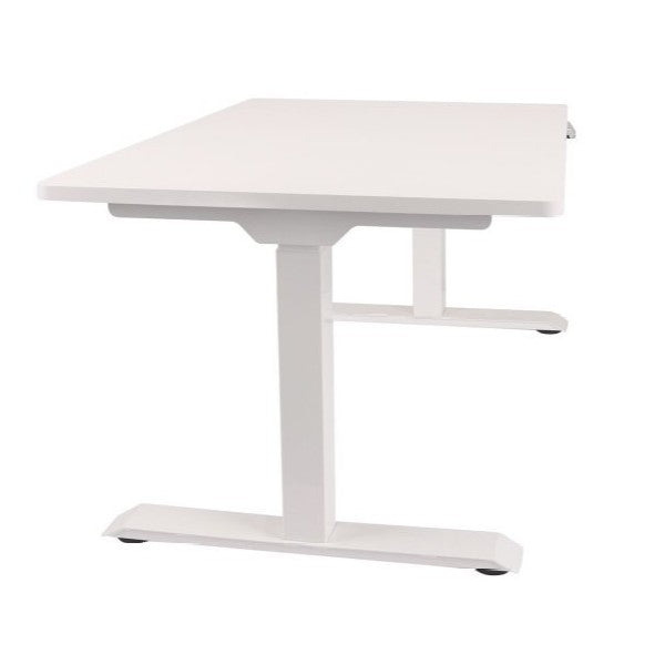 160x80 cm Höhenverstellbarer Schreibtisch mit 25mm einteiliger Tischplatte Platinum White, elektrisch, Weißes Gestell