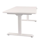 160x80 cm Höhenverstellbarer Schreibtisch mit 25mm einteiliger Tischplatte Platinum White, elektrisch, Weißes Gestell