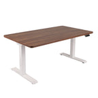 160x80 cm Höhenverstellbarer Schreibtisch mit 25mm einteiliger Tischplatte Saleve Walnut, elektrisch, Weißes Gestell