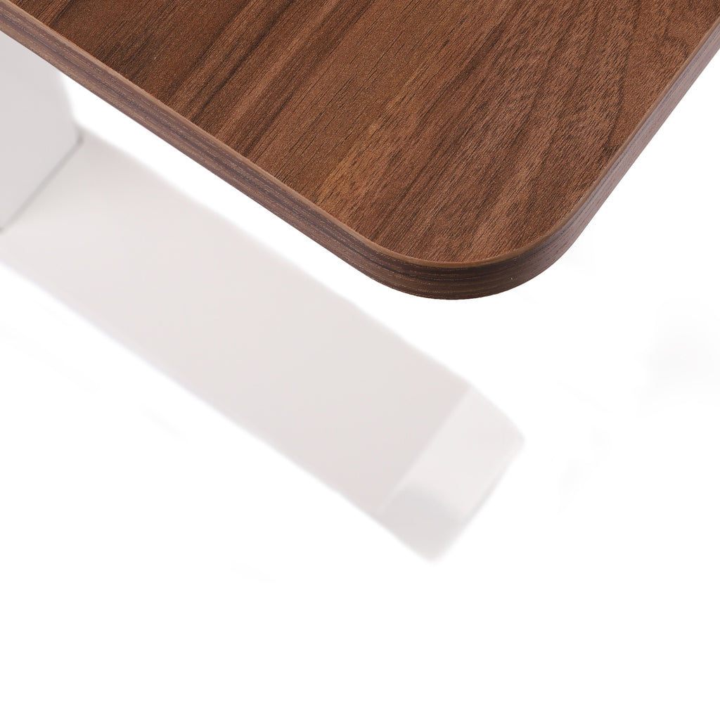 120x80 cm Höhenverstellbarer Schreibtisch mit 25mm einteiliger Tischplatte Saleve Walnut, elektrisch, Weißes Gestell-Brötter.de