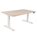 160x80 cm Höhenverstellbarer Schreibtisch mit 25mm einteiliger Tischplatte Sonoma Oak, elektrisch, Weißes Gestell