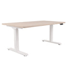 120x80 cm Höhenverstellbarer Schreibtisch mit 25mm einteiliger Tischplatte Sonoma Oak, elektrisch, Weißes Gestell-Brötter.de