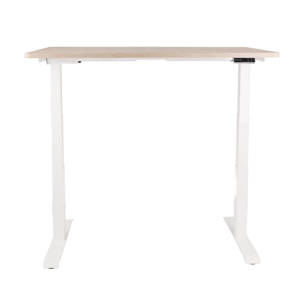 160x80 cm Höhenverstellbarer Schreibtisch mit 25mm einteiliger Tischplatte Sonoma Oak, elektrisch, Weißes Gestell