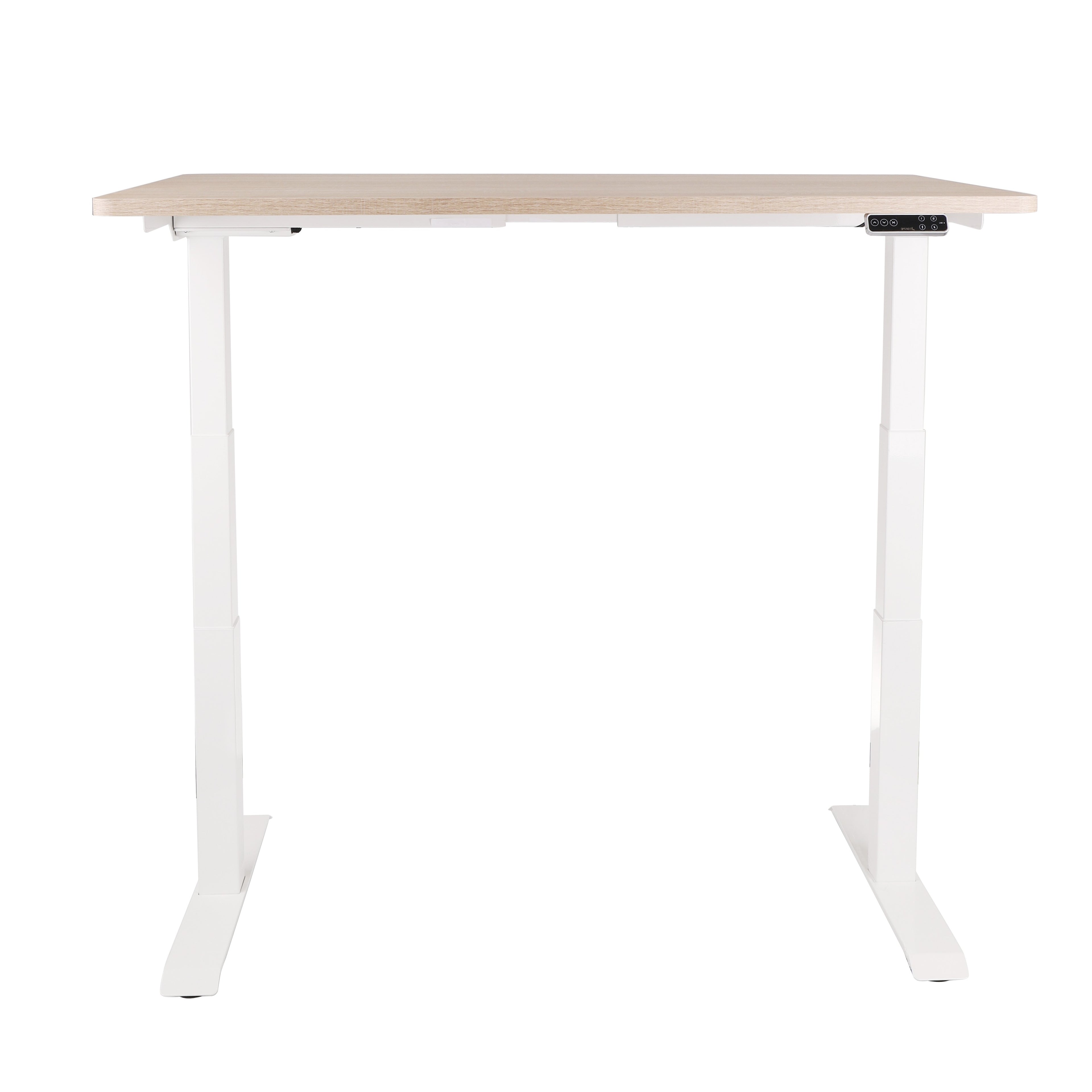 160x80 cm Höhenverstellbarer Schreibtisch mit 25mm einteiliger Tischplatte Sonoma Oak, elektrisch, Weißes Gestell