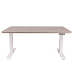 160x80 cm Höhenverstellbarer Schreibtisch mit 25mm einteiliger Tischplatte Toffee, elektrisch, Weißes Gestell