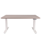 140x80 cm Höhenverstellbarer Schreibtisch mit 25mm einteiliger Tischplatte Toffee, elektrisch, Weißes Gestell-Brötter.de