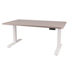 160x80 cm Höhenverstellbarer Schreibtisch mit 25mm einteiliger Tischplatte Toffee, elektrisch, Weißes Gestell
