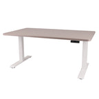 140x80 cm Höhenverstellbarer Schreibtisch mit 25mm einteiliger Tischplatte Toffee, elektrisch, Weißes Gestell-Brötter.de